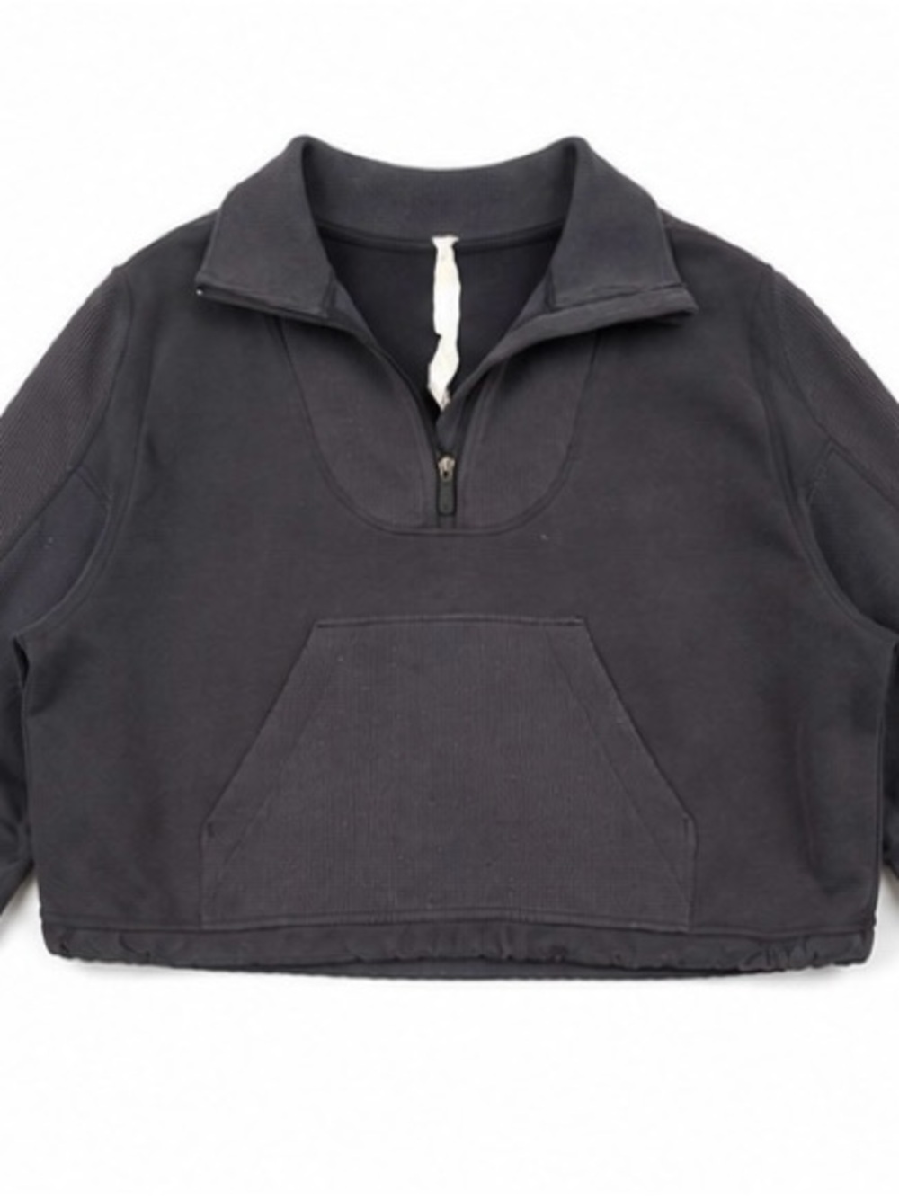 Lululemon Black Ribbed Half-Zip Cropped Pullover Sweatshirt Oversized